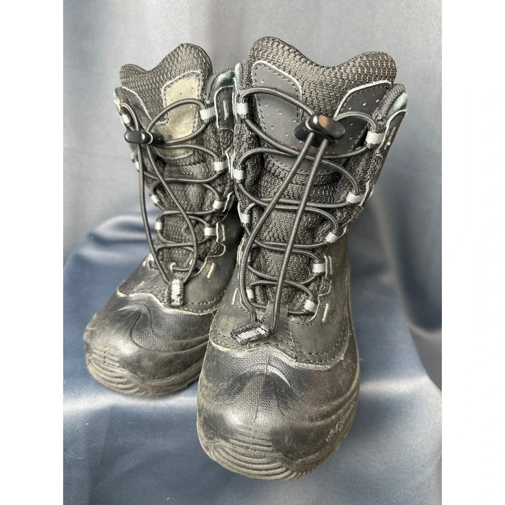 Columbia Waterproof Winter Boots Black 200g Insulation Toggle Laces Kids Size 1